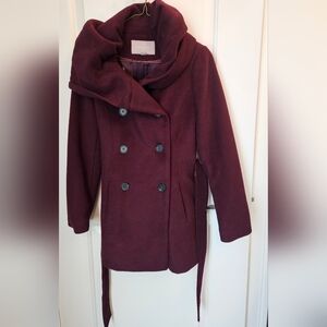 Banana Republic Factory, XS Petite Wool Blend Burgundy Coat
